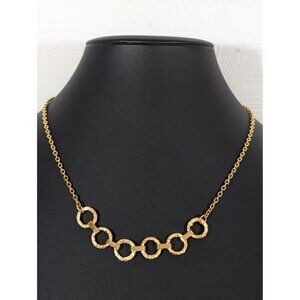 Vintage Roget Necklace Gold Tone Circle Chain Link‎ Textured Classic 18"